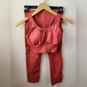 Gymshark Women's Seamless Pink Energy‎ Leggings + Bra 2pc Set Extra Small XS